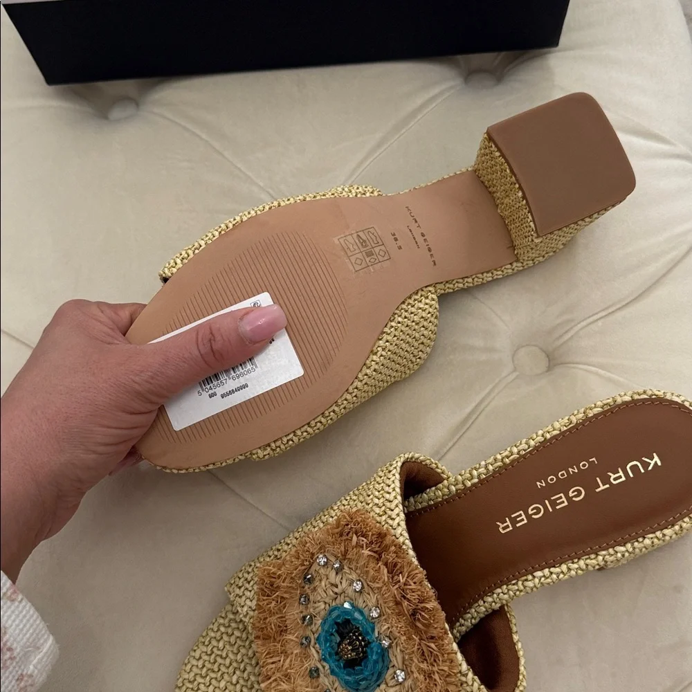 Kurt Geiger NWT Olive & Beige Block Heel Women’s Occasion Shoes Size 8 - Picture 11 of 14